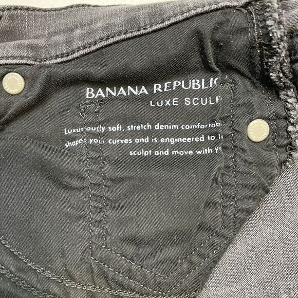 Banana Republic Mid Rise Crop Flare Jeans Black Faded Size 27 X 24 Button Fly - Picture 7 of 13